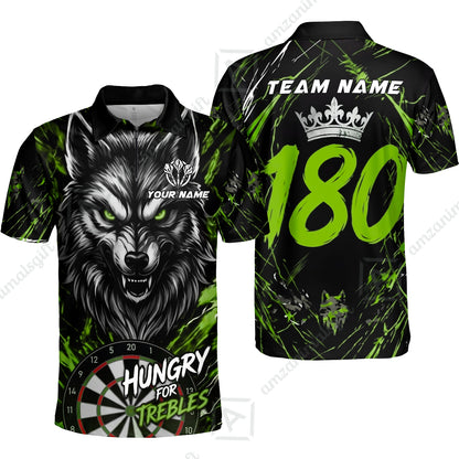 Custom Darts Jersey Polo Shirt, Wolf 180, Custom Dart Jersey Team Shirt For Players With Name & Team Name