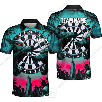 Custom Darts Team Jersey, Personalized Black Forest Wolves Dart Polo Shirt For Players With Name & Team Name