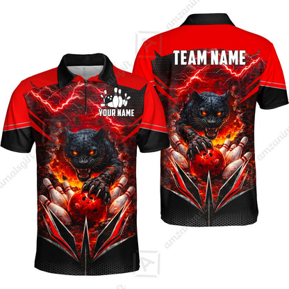 Custom Bowling Jersey Polo Shirt, Electric Panther Bowling, Personalized Name & Team Name