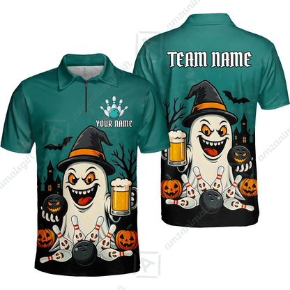 Custom Bowling Jersey Polo Shirt, Bowling Halloween Witch, Custom Bowling Jersey Team Shirt For Players With Name & Team Name