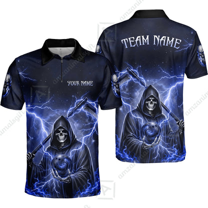 Custom Bowling Jersey Polo Shirt, Multiple Colors Death, Custom Bowling Jersey Team Shirt For Players With Name & Team Name