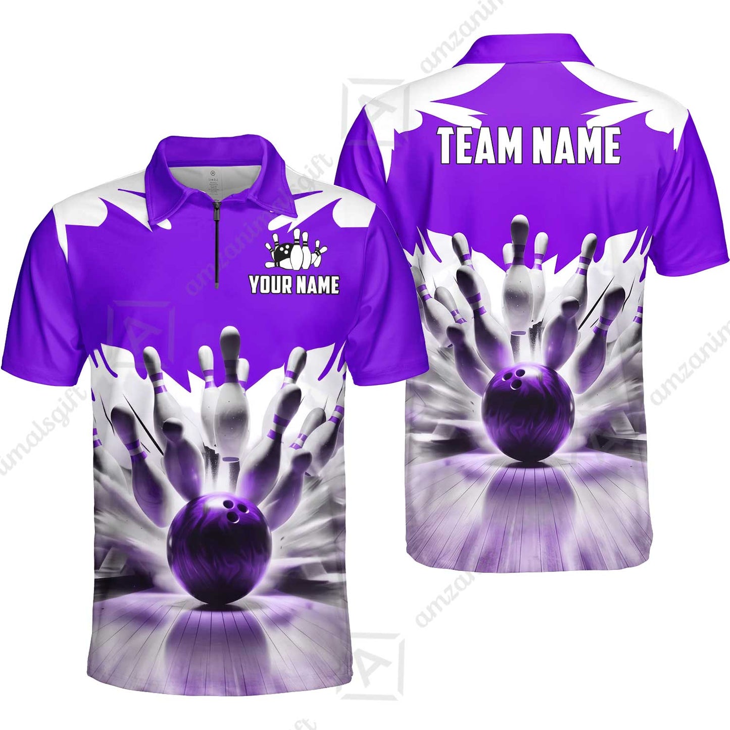 Custom Bowling Jersey Polo Shirt, Electric Marble Strike, Custom Bowling Jersey Team Shirt For Players With Name and Team Name