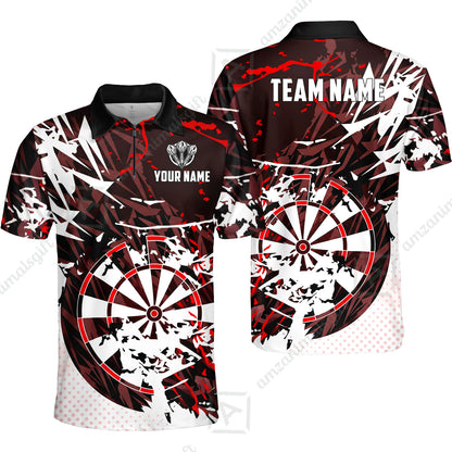 Customized Abstract Crimson Geometric Shard Darts Jersey, Personalized Name And Team Name For Dart Players