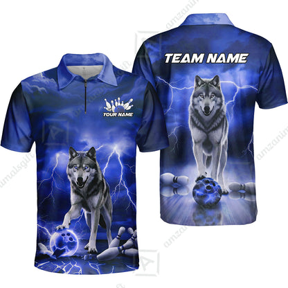 Custom Bowling Jersey Polo Shirt, Electric Wolf Bowling Custom Bowling Jersey Team Shirt For Players With Name & Team Name