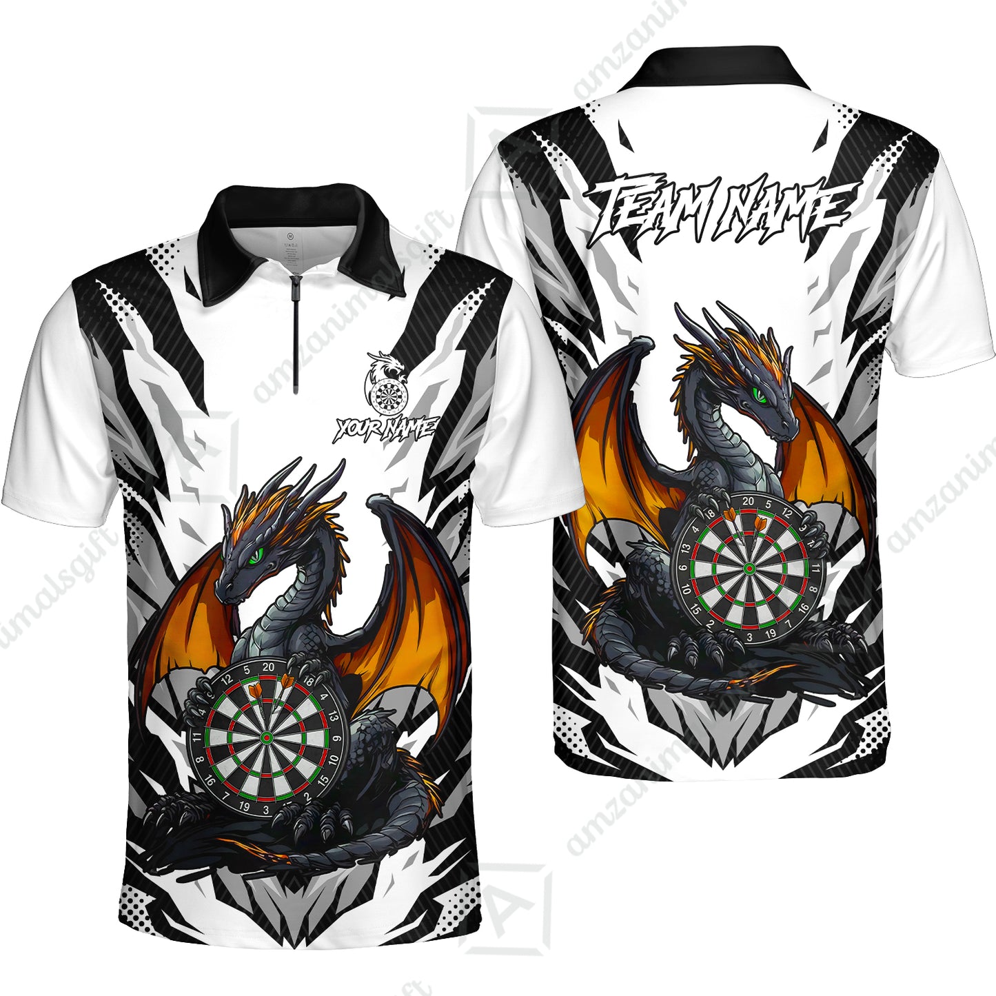 Custom Darts Team Jersey, Personalized Fantasy Dragon Dart Polo Shirt For Players With Name & Team Name