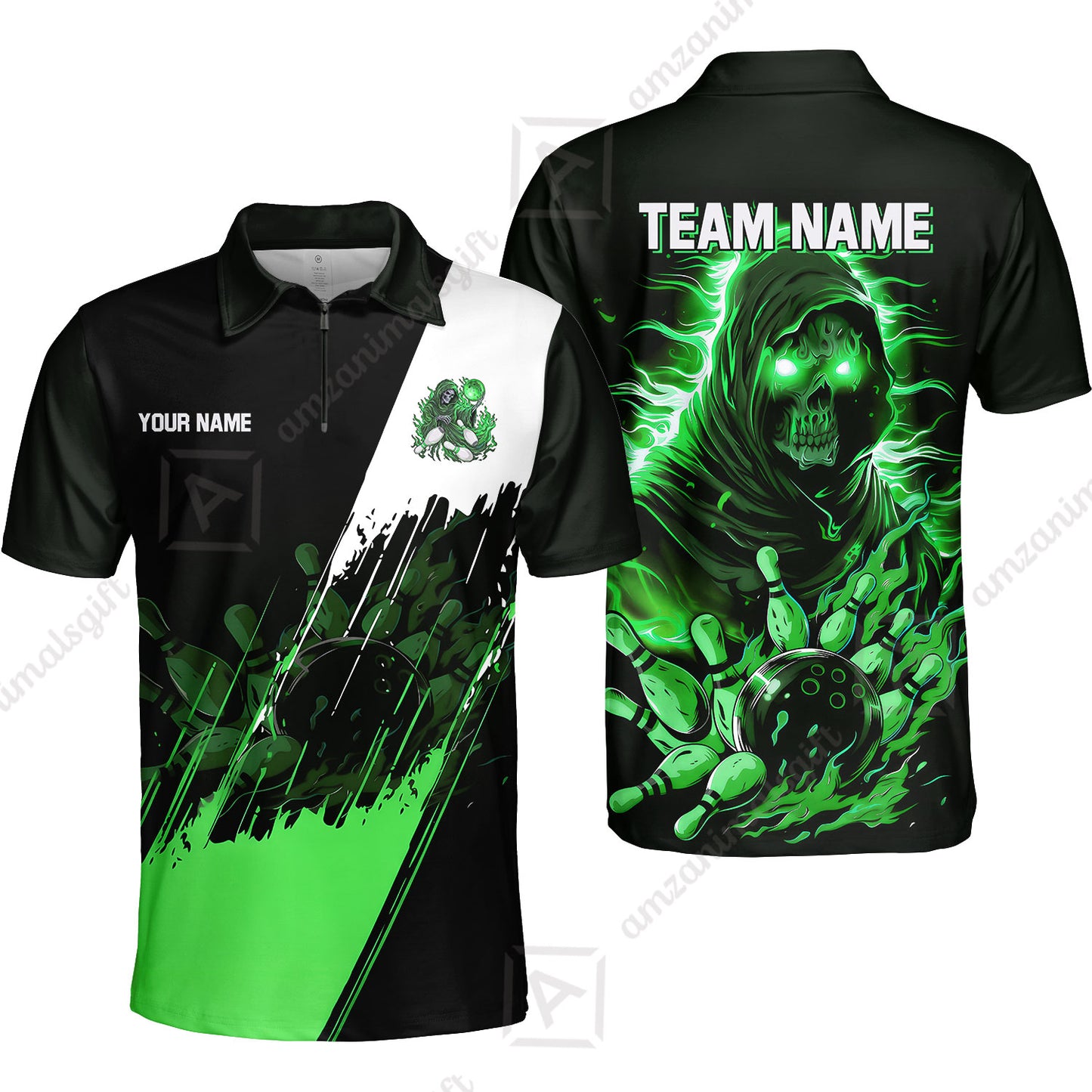Custom Bowling Jersey Polo Shirt, Glow Reaper Bowling Custom Bowling Jersey Team Shirt For Players With Name & Team Name