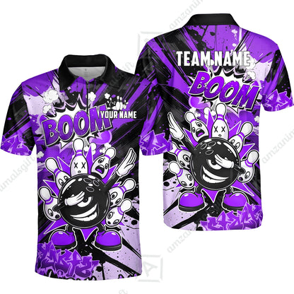 Custom Bowling Jersey Polo Shirt, Dabbing Cartoon Monster, Custom Bowling Jersey Team Shirt For Players With Name & Team Name