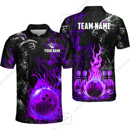 Custom Bowling Jersey Polo Shirt, Hellfire Werewolf & Crimson Strike, Custom Bowling Jersey Team Shirt For Players With Name & Team Name