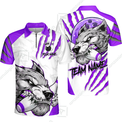 Customized Bowling Jerseys, Fierce Wolf Artwork Scratch, Uniform Bowling - Personalized Name And Team Name