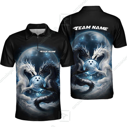 Custom Double Dragon Bowling Jersey Polo Shirt, Custom Double Dragon Bowling Jersey Team Shirt For Players With Name & Team Name