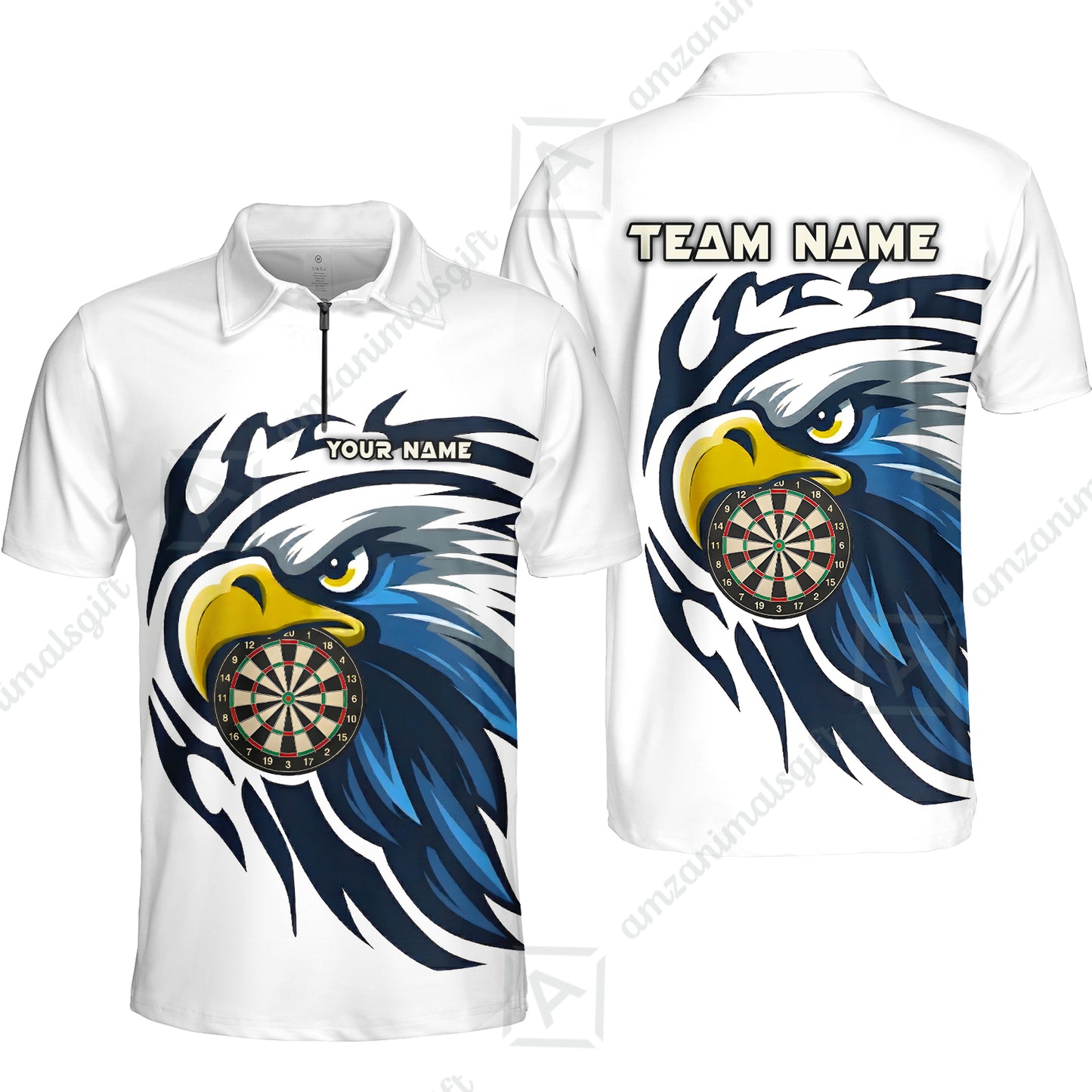 Custom Majestic Eagle Mascot Darts Jersey Polo Shirt, Custom Majestic Eagle Mascot Dart Jersey Team Shirt For Players With Name & Team Name