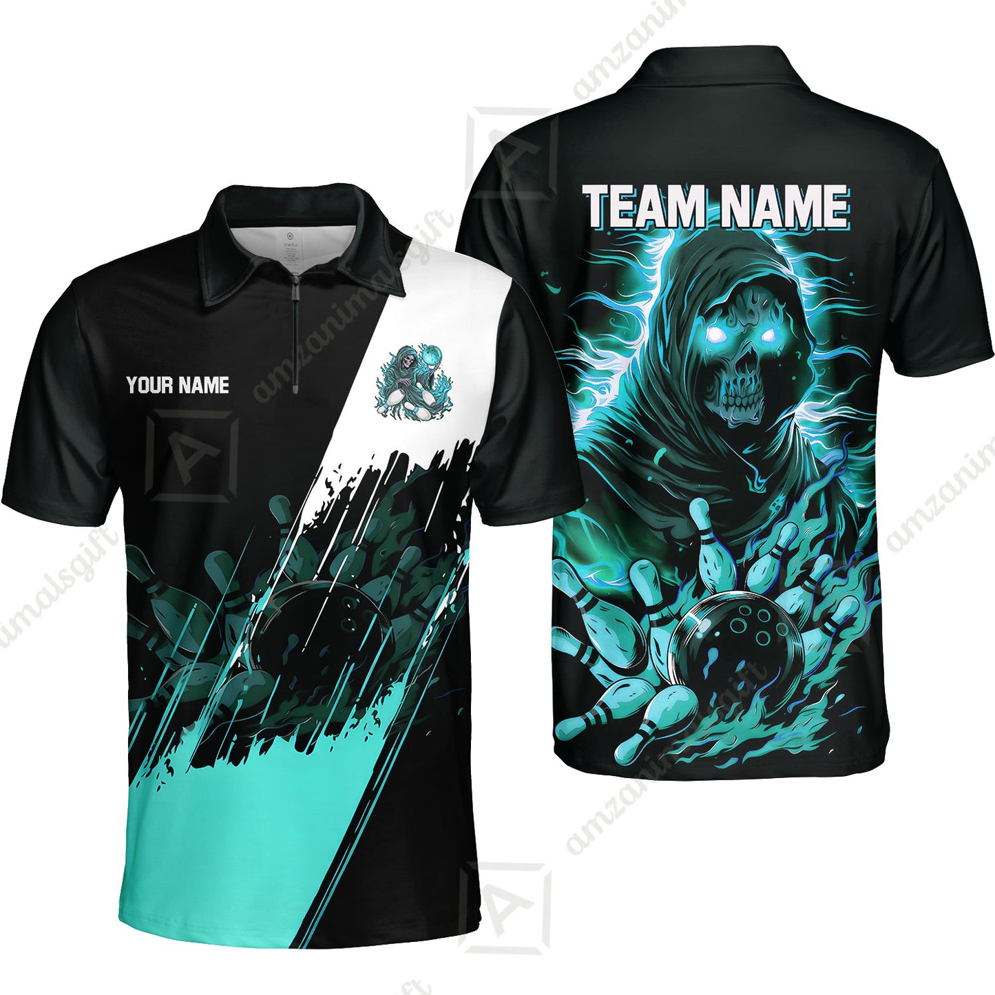 Custom Bowling Jersey Polo Shirt, Glow Reaper Bowling Custom Bowling Jersey Team Shirt For Players With Name & Team Name