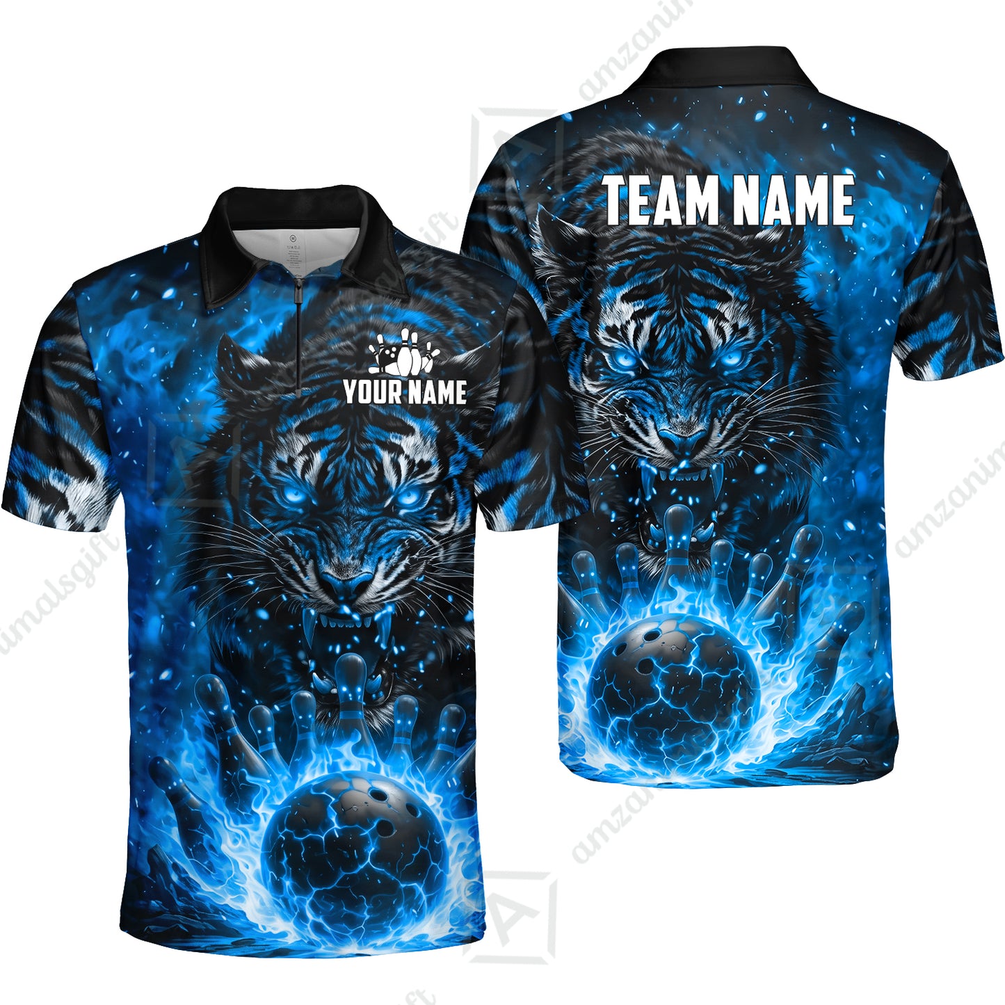 Custom Bowling Jersey Polo Shirt, Cursed Phantom Tiger, Custom Bowling Jersey Team Shirt For Players With Name & Team Name
