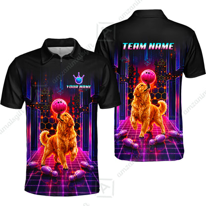 Custom Bowling Jersey Polo Shirt, Cyber Bowling Dog, Custom Bowling Jersey Team Shirt For Players With Name & Team Name