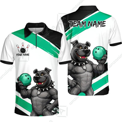 Custom Bowling Jersey Polo Shirt, Badass Dog Bowling Custom Bowling Jersey Team Shirt For Players With Name & Team Name