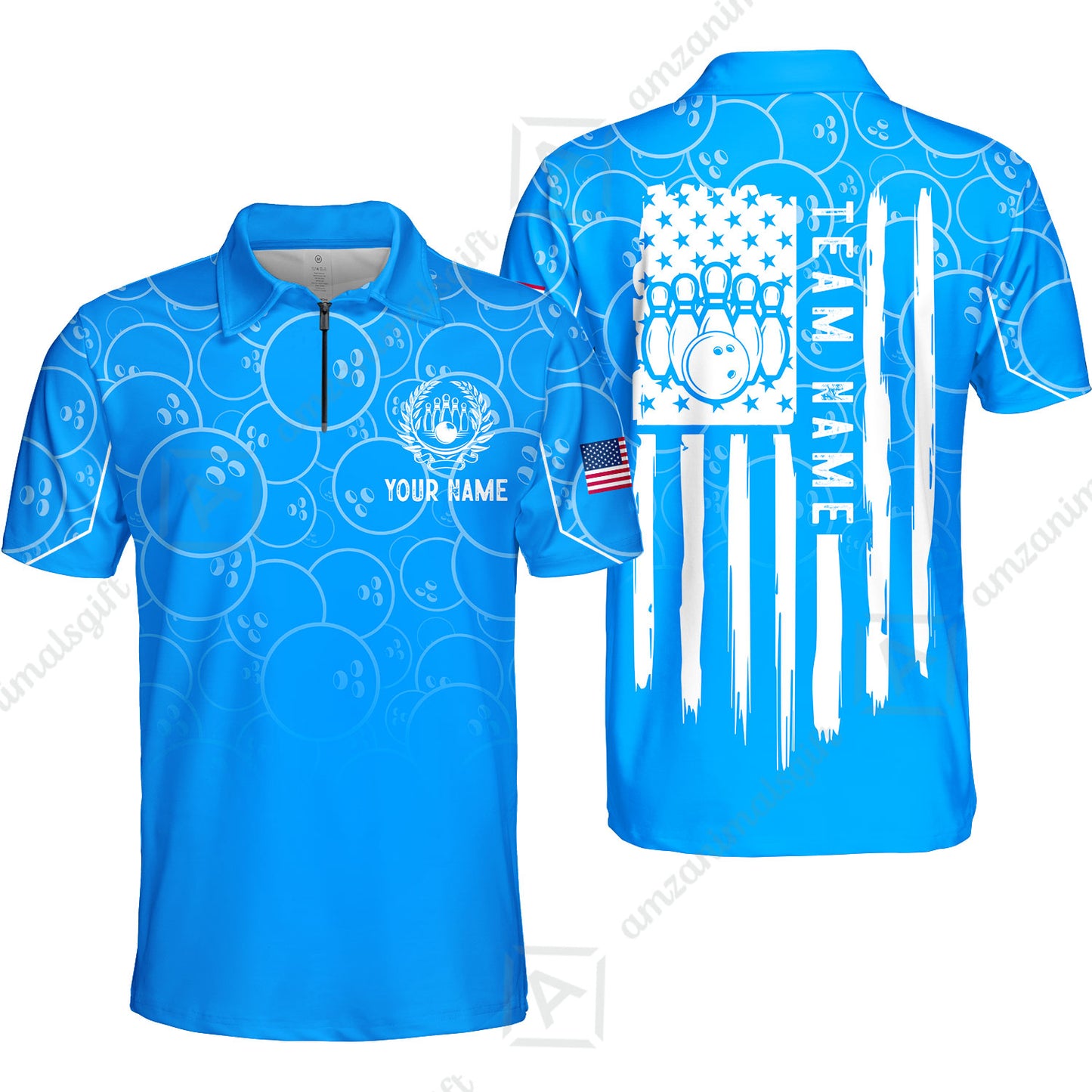 Custom Bowling Jersey Polo Shirt, Vibrant Kelly Ball Pattern Flag, Custom Bowling Jersey Team Shirt For Players With Name and Team Name