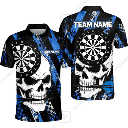 Custom Darts Jersey Polo Shirt, Skull Bites Dart, Custom Dart Jersey Team Shirt For Players With Name & Team Name