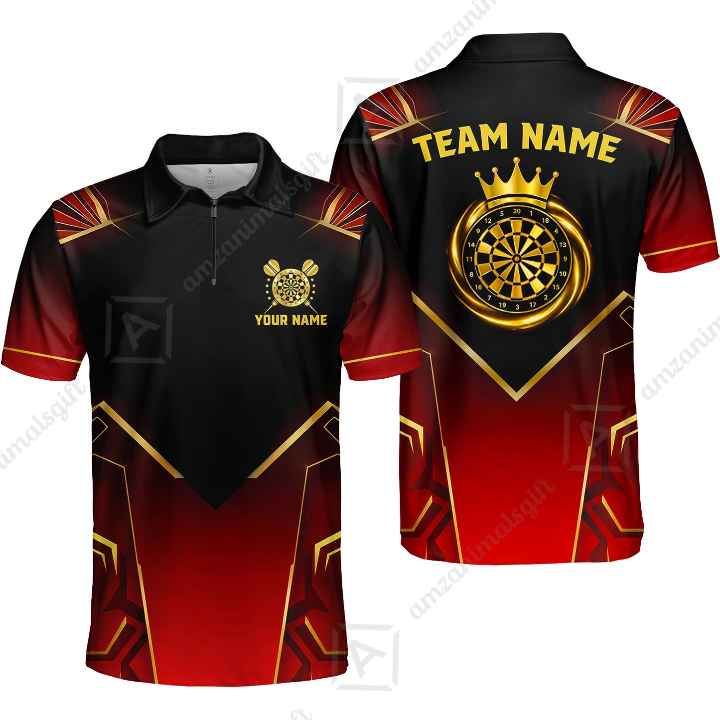 Custom Luxury Golden Crown Darts Jersey Polo Shirt, Custom Luxury Golden Crown Dart Jersey Team Shirt For Players With Name & Team Name