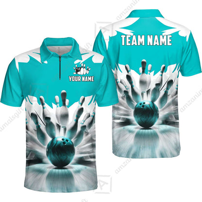 Custom Bowling Jersey Polo Shirt, Electric Marble Strike, Custom Bowling Jersey Team Shirt For Players With Name and Team Name