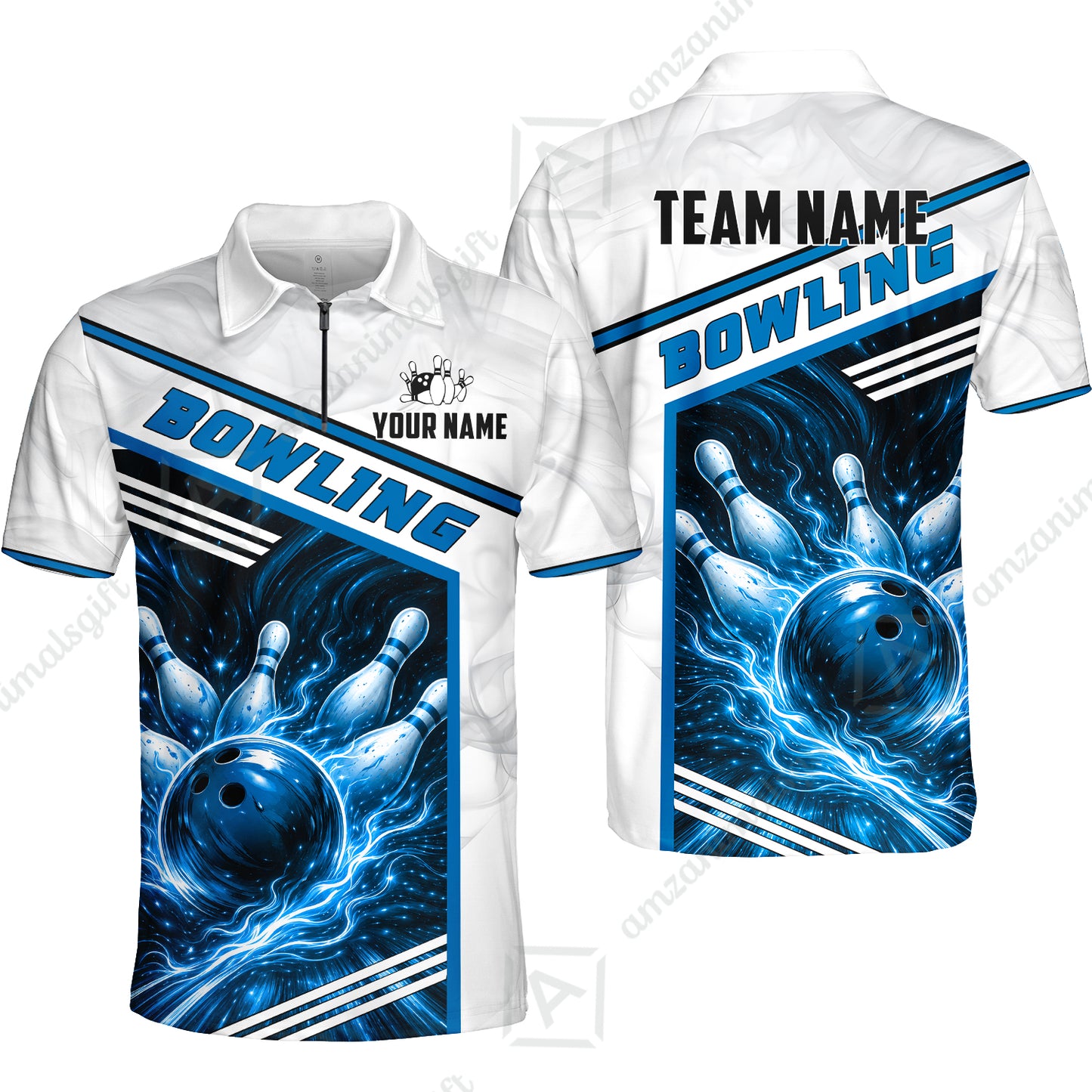 Custom Bowling Jersey Polo Shirt, Retro Racing & Fire Strike, Custom Bowling Jersey Team Shirt For Players With Name & Team Name