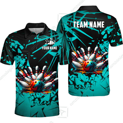 Custom Bowling Jersey Polo Shirt, Strike Explosion Bowling, Custom Bowling Jersey Team Shirt For Players With Name & Team Name