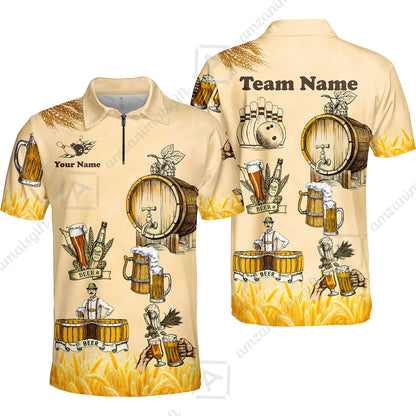 Custom Bowling Jersey Polo, Beer 3 Scale, Custom Bowling Jersey Team Shirt For Players With Name & Team Name