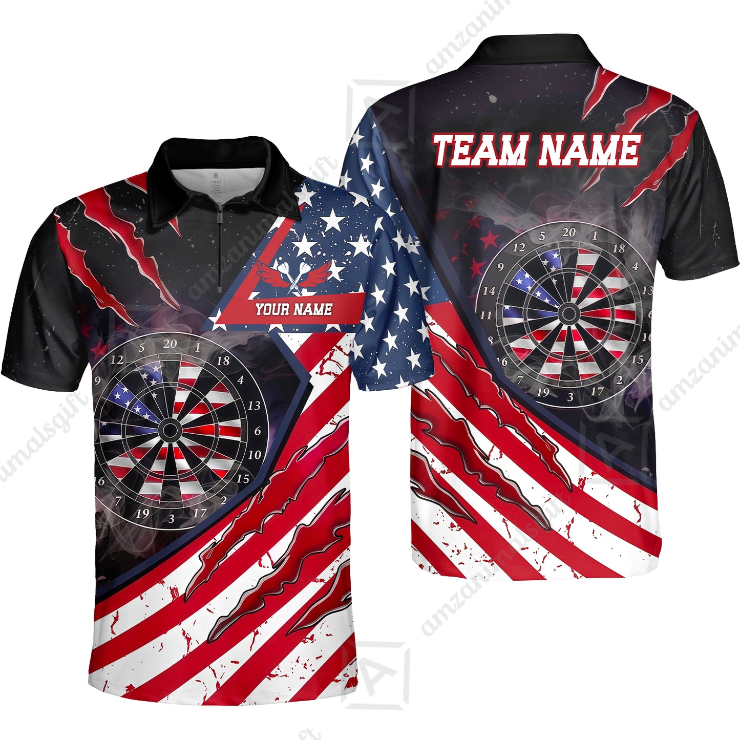 Custom Patriotic Americana Claw Rip Darts Jersey Polo Shirt, Custom Patriotic Americana Claw Rip Dart Jersey Team Shirt For Players With Name and Team Name