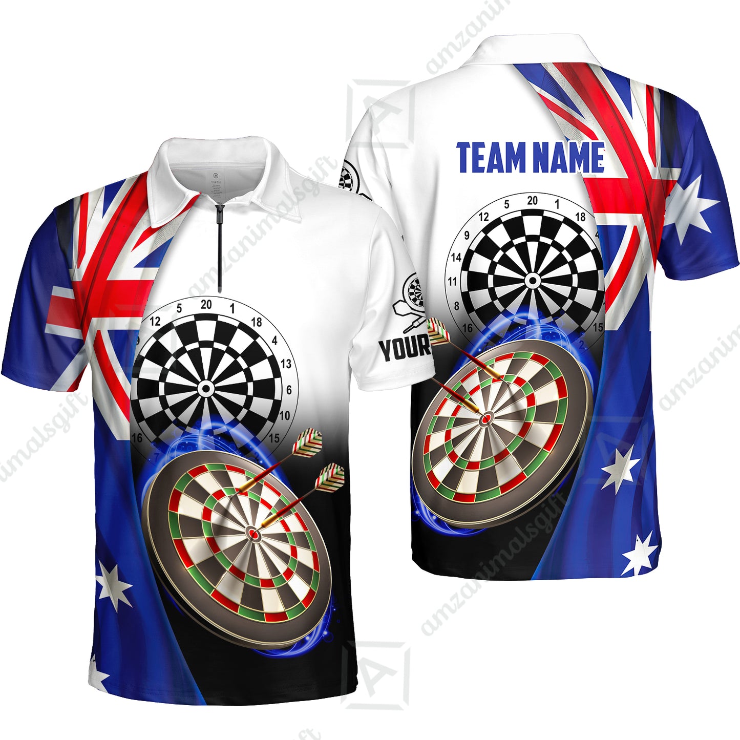 Personalized Darts Men Polo Shirt - Custom Name & Team Name Australia Flag Darts Polo Shirt For Men, Darts Team, Darts Lover