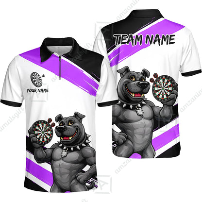 Custom Darts Jersey Polo Shirt, Pitbull Hold Dart Board, Custom Dart Jersey Team Shirt For Players With Name & Team Name