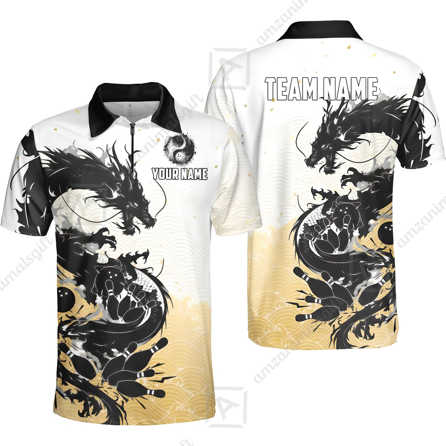 Custom Sumie Dragon Bowling Jersey Polo Shirt, Custom Sumie Dragon Bowling Jersey Team Shirt For Players With Name & Team Name