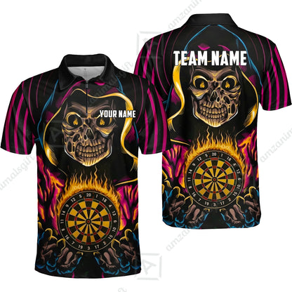 Custom Darts Team Jersey, Personalized Grim Reaper Dart Polo Shirt For Players With Name & Team Name