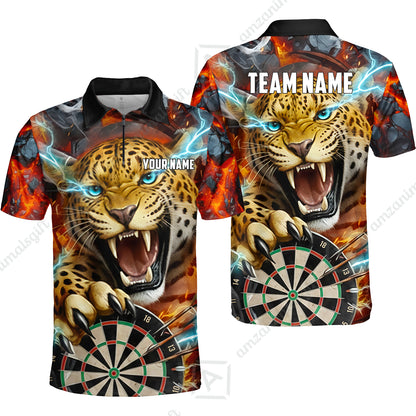 Custom Darts Team Jersey, Personalized Leopard Darts Polo Shirt For Players With Name & Team Name