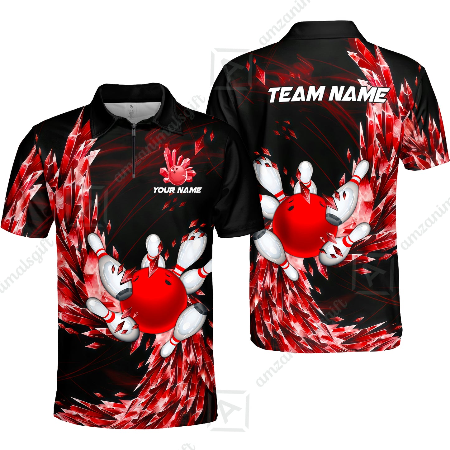Custom Bowling Jersey Polo Shirt, Crystal Explosion Bowling Custom Bowling Jersey Team Shirt For Players With Name & Team Name