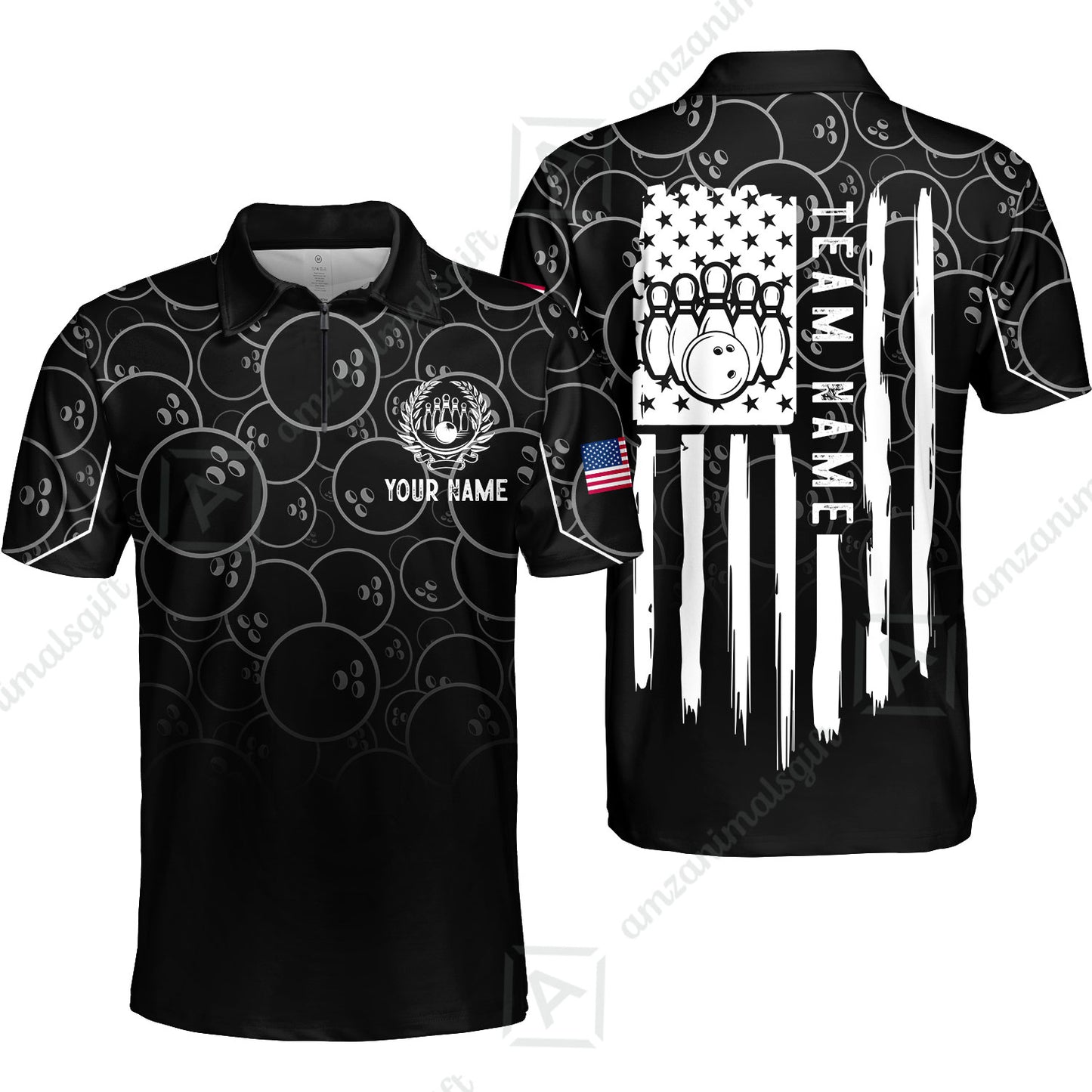 Custom Bowling Jersey Polo Shirt, Vibrant Kelly Ball Pattern Flag, Custom Bowling Jersey Team Shirt For Players With Name and Team Name
