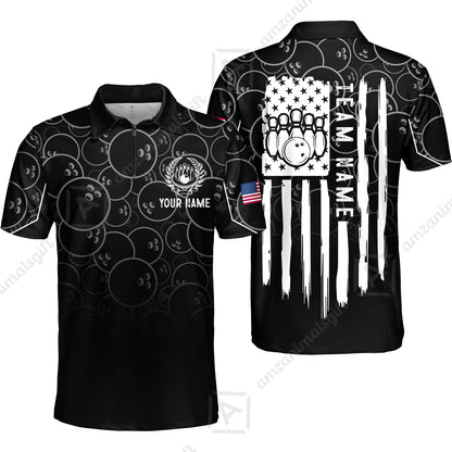 Custom Bowling Jersey Polo Shirt, Vibrant Kelly Ball Pattern Flag, Custom Bowling Jersey Team Shirt For Players With Name and Team Name
