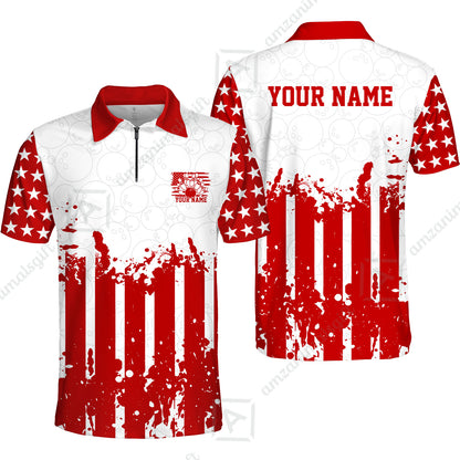 Custom Bowling Jersey Polo Shirt, Distressed Stars and Stripes Grunge, Custom Bowling Jersey Team Shirt For Players With Name and Team Name