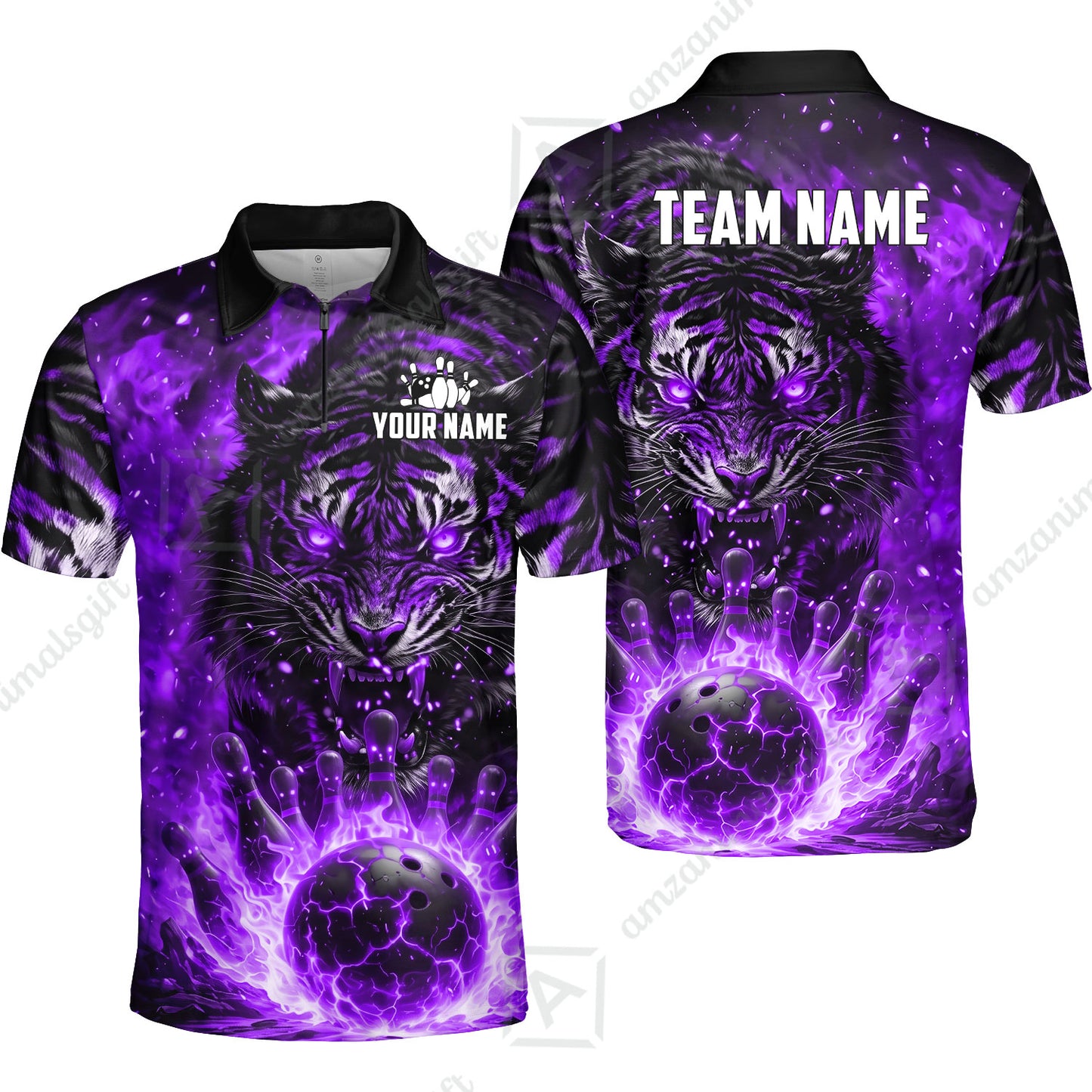 Custom Bowling Jersey Polo Shirt, Cursed Phantom Tiger, Custom Bowling Jersey Team Shirt For Players With Name & Team Name