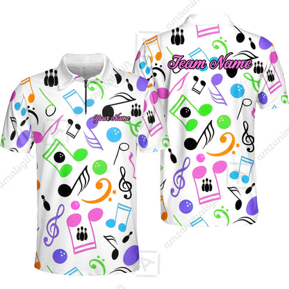 Custom Bowling Jersey Polo Shirt, Colorful Music Bowling, Custom Bowling Jersey Team Shirt For Players With Name & Team Name