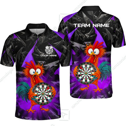Custom Darts Team Jersey, Personalized Funky Rooster Dart Shirt For Players With Name & Team Name
