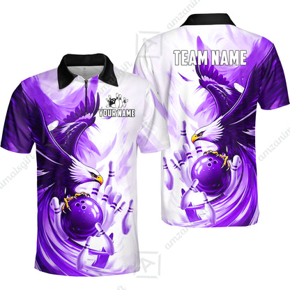 Custom Bowling Jersey Polo Shirt, Soaring Eagle, Custom Bowling Jersey Team Shirt For Players With Name & Team Name