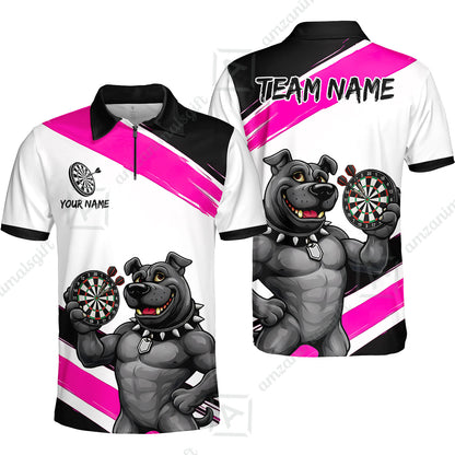 Custom Darts Jersey Polo Shirt, Pitbull Hold Dart Board, Custom Dart Jersey Team Shirt For Players With Name & Team Name