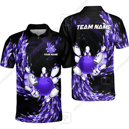 Custom Bowling Jersey Polo Shirt, Crystal Explosion Bowling Custom Bowling Jersey Team Shirt For Players With Name & Team Name