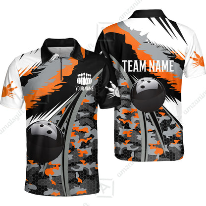 Custom Bowling Team Jersey, Personalized Long Sleeve Jersey Shirt Camo Bowling Shirt with Name & Team Name