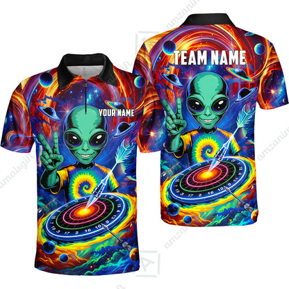 Custom Darts Team Jersey, Personalized Alien Vortex Strike Dart Polo Shirt For Players With Name & Team Name