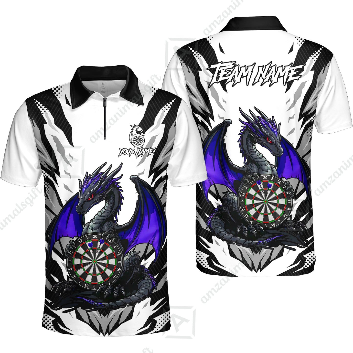 Custom Darts Team Jersey, Personalized Fantasy Dragon Dart Polo Shirt For Players With Name & Team Name