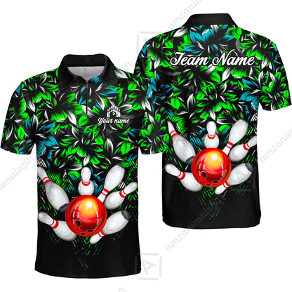 Custom Bowling Jersey Polo Shirt, Tropical Floral Bowling, Custom Bowling Jersey Team Shirt For Players With Name & Team Name