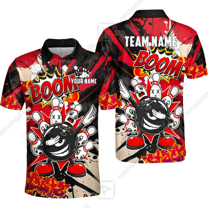 Custom Bowling Jersey Polo Shirt, Dabbing Cartoon Monster, Custom Bowling Jersey Team Shirt For Players With Name & Team Name