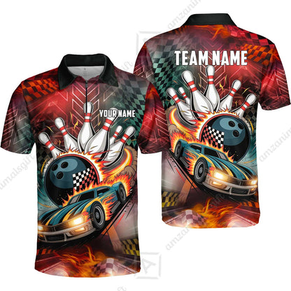 Custom Bowling Jersey Polo Shirt, Bowling Thunder Racing, Custom Bowling Jersey Team Shirt For Players With Name and Team Name