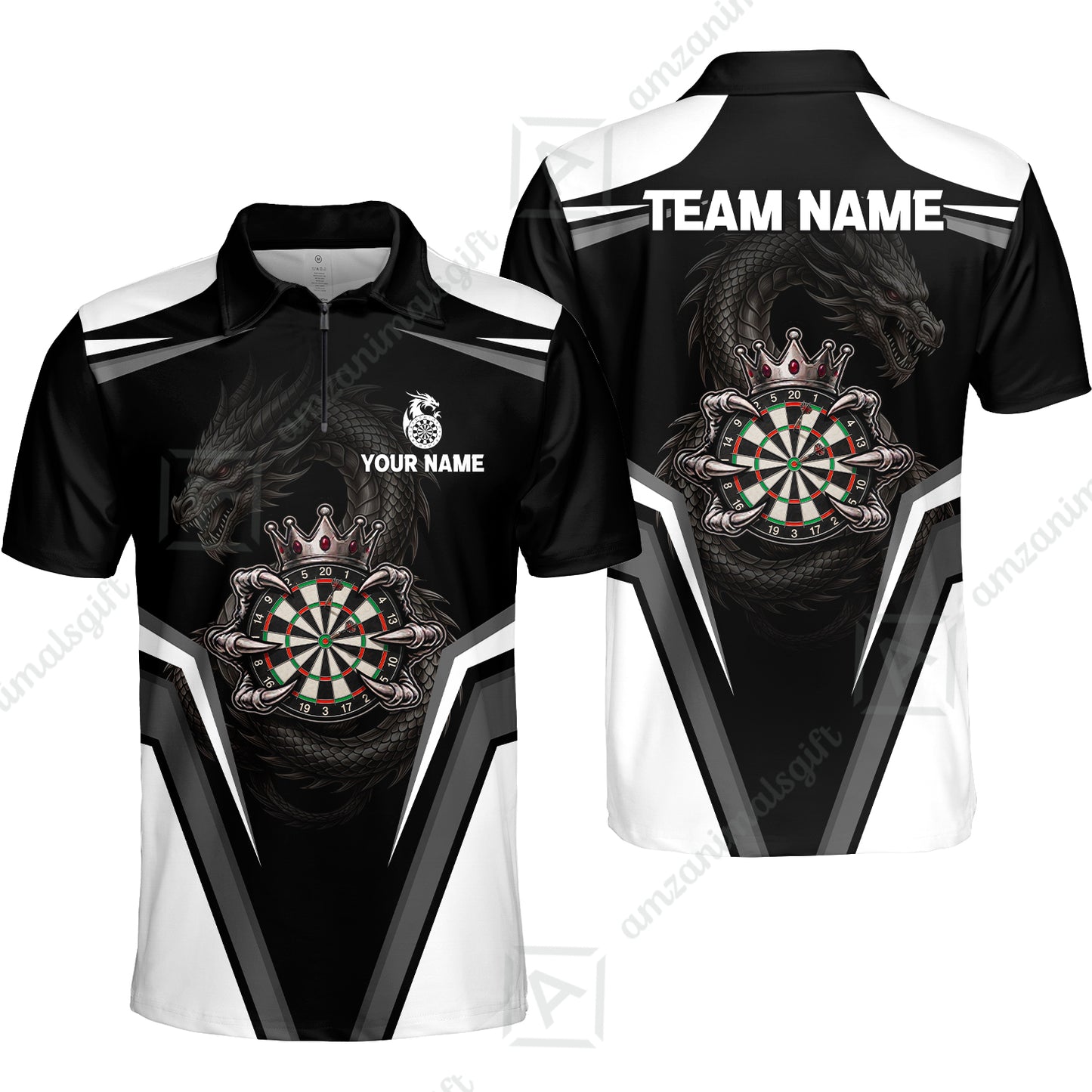 Custom Gothic Dark Dragon Royal Darts Jersey Polo Shirt, Custom Gothic Dark Dragon Royal Dart Jersey Team Shirt For Players With Name and Team Name