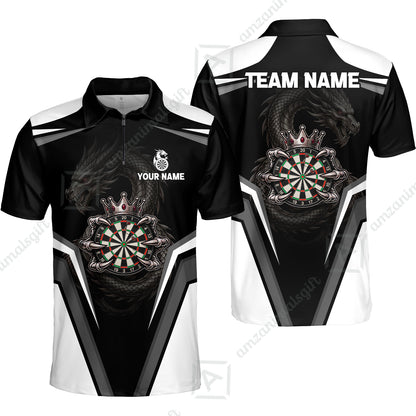 Custom Gothic Dark Dragon Royal Darts Jersey Polo Shirt, Custom Gothic Dark Dragon Royal Dart Jersey Team Shirt For Players With Name and Team Name